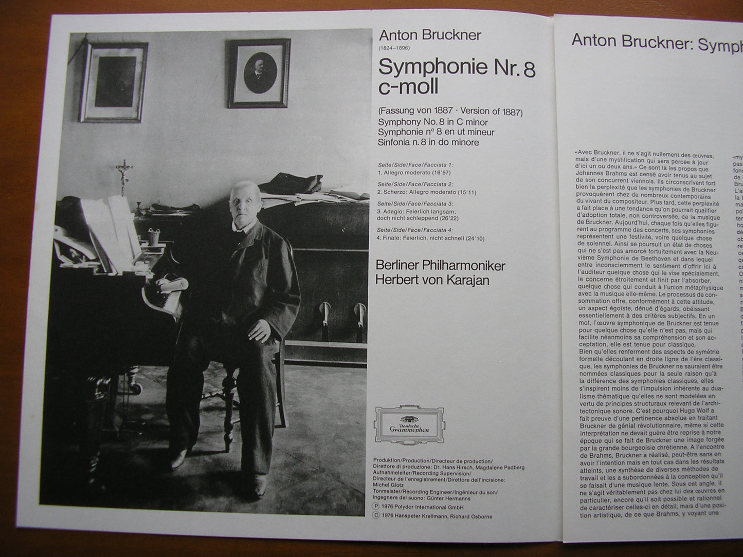 BRUCKNER: SYMPHONY No. 8 KARAJAN / BERLIN PHILHARMONIC 2LP 2707 085