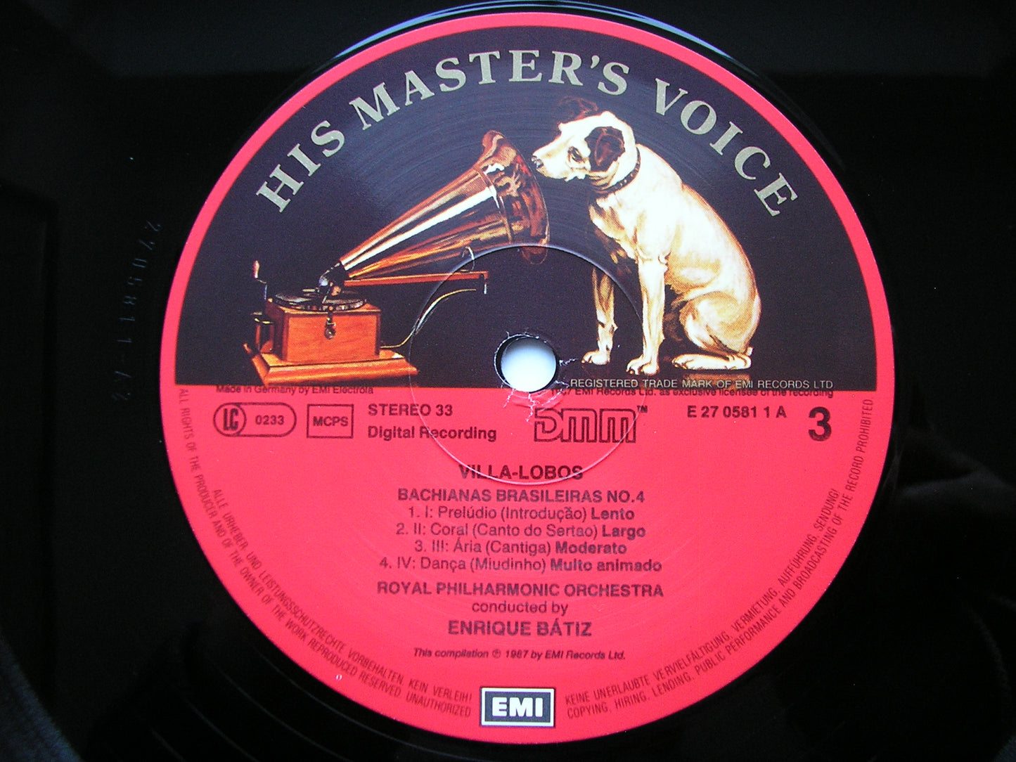 VILLA-LOBOS: BACHIANAS BRASILEIRAS Nos. 1 - 9 HENDRICKS / ROYAL PHILHARMONIC / BATIZ 3 LP 27 0580