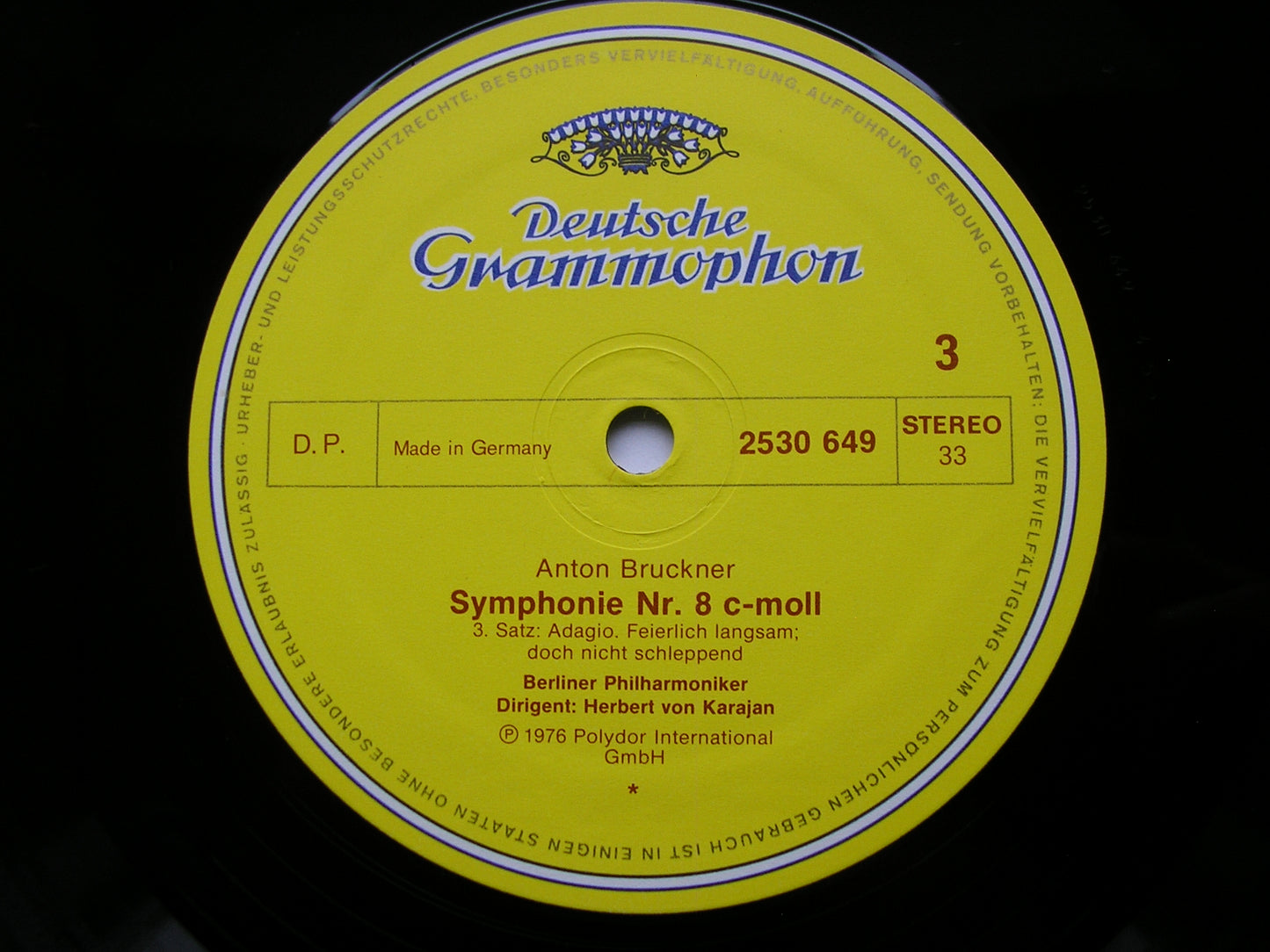 BRUCKNER: SYMPHONY No. 8 KARAJAN / BERLIN PHILHARMONIC 2LP 2707 085