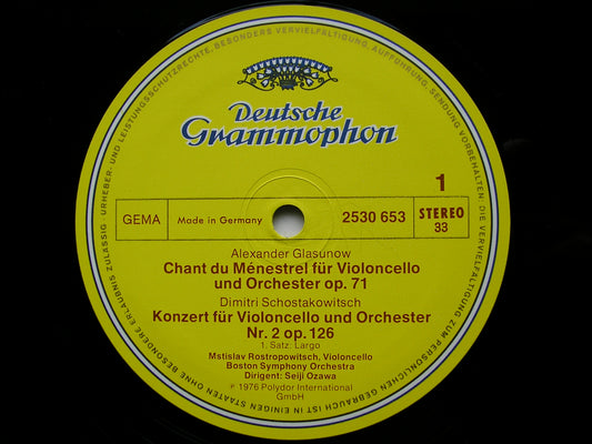 SHOSTAKOVICH: CELLO CONCERTO No. 2 / GLAZOUNOV: CHANT DE MENESTREL ROSTROPOVICH / BOSTON SYMPHONY / OZAWA 2530 653