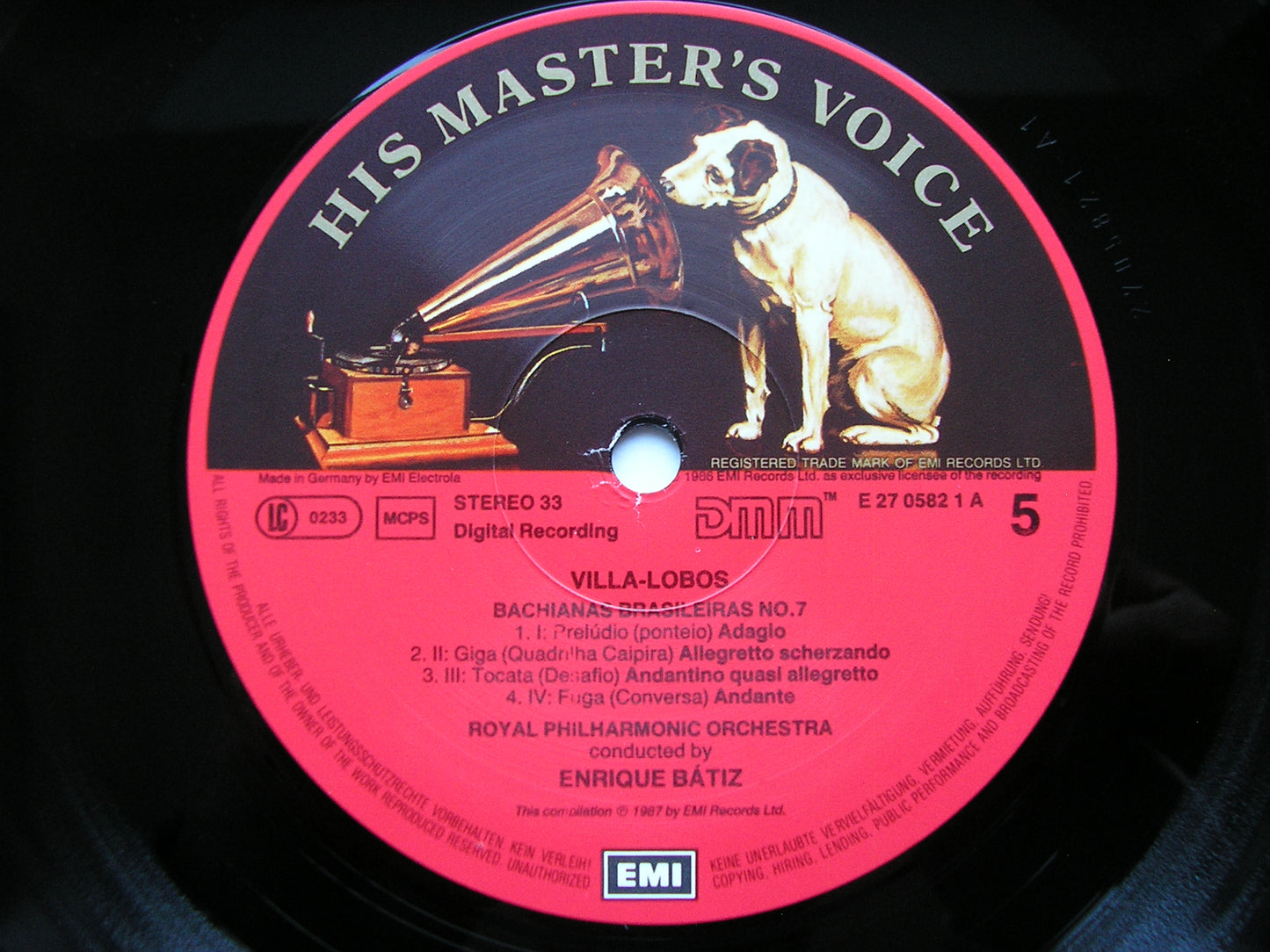 VILLA-LOBOS: BACHIANAS BRASILEIRAS Nos. 1 - 9 HENDRICKS / ROYAL PHILHARMONIC / BATIZ 3 LP 27 0580