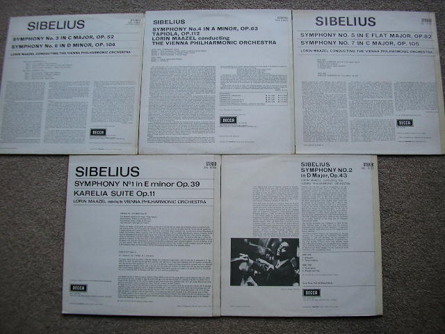 SIBELIUS: THE SEVEN SYMPHONIES / KARELIA SUITE MAAZEL / VIENNA PHILHARMONIC 5LP
