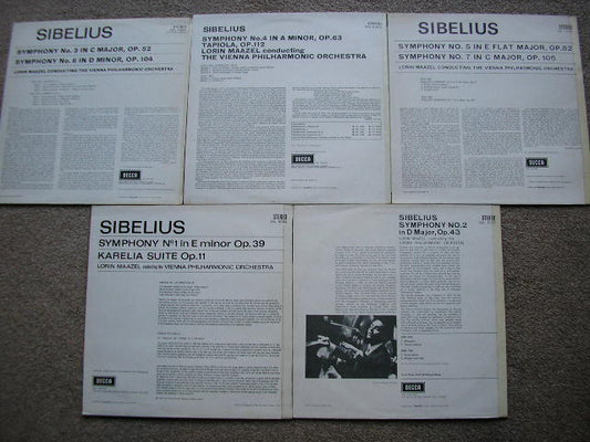 SIBELIUS: THE SEVEN SYMPHONIES / KARELIA SUITE MAAZEL / VIENNA PHILHARMONIC 5LP
