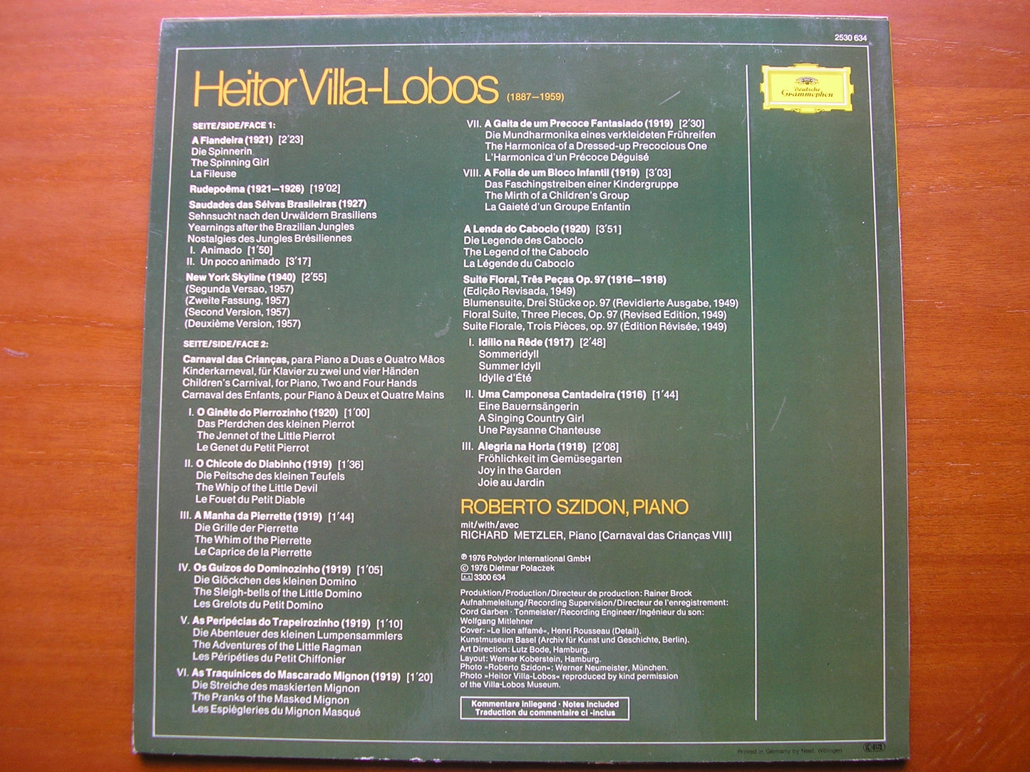 VILLA-LOBOS: PIANO WORKS ROBERTO SZIDON 2530 634
