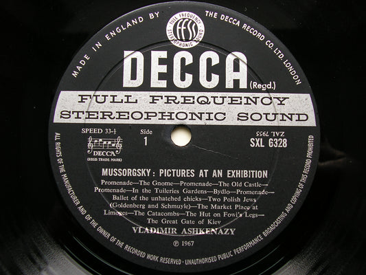 SXL 6328 MUSSORGSKY: PICTURES AT AN EXHIBITION (Piano & Orchestral versions) ASHKENAZY / LOS ANGELES PHILHARMONIC / MEHTA ED2