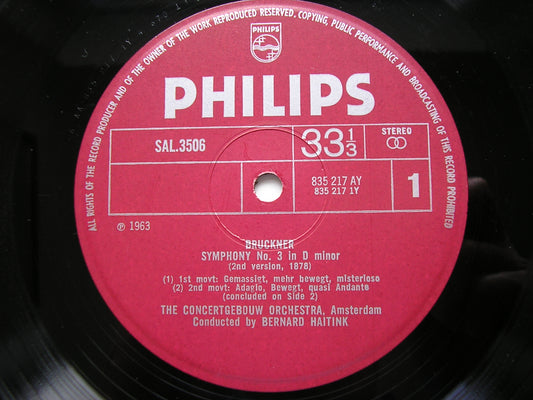 BRUCKNER: SYMPHONY No. 3      HAITINK / CONCERTGEBOUW ORCHESTRA      SAL 3506