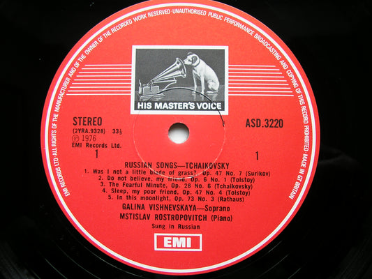 RUSSIAN SONGS: MUSSORGSKY / TCHAIKOVSKY / SHOSTAKOVICH VISHNEVSKAYA / ROSTROPOVICH 3LP SLS 5055