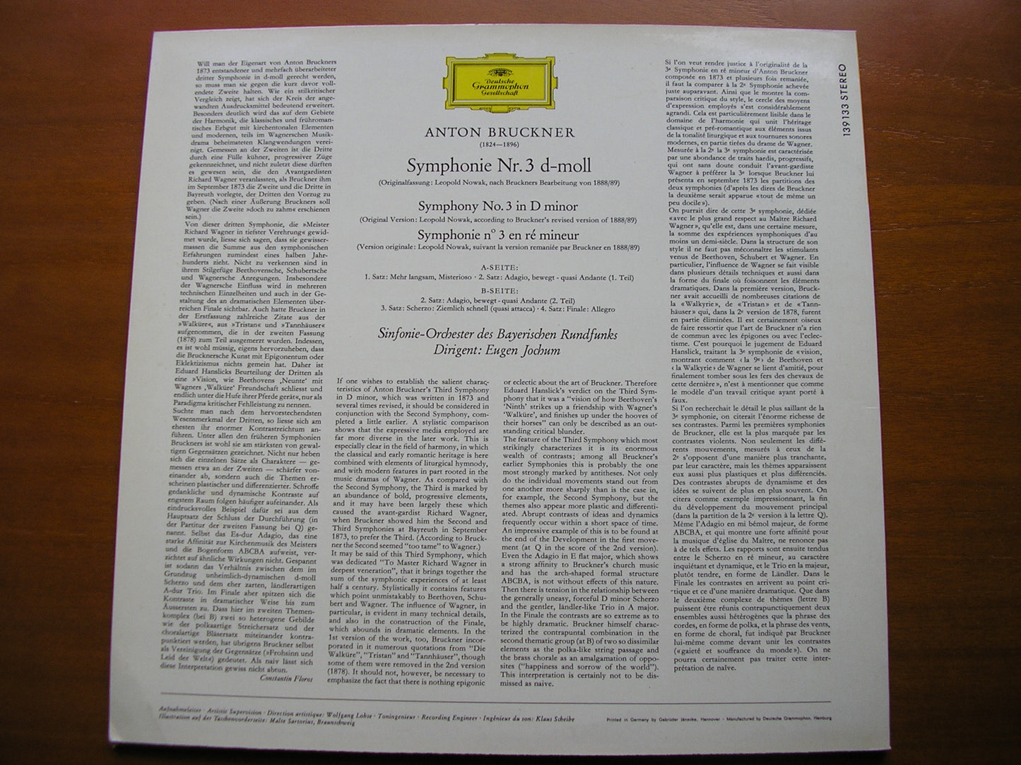 BRUCKNER: SYMPHONY No. 3       JOCHUM / BAVARIAN RADIO SYMPHONY     139 133