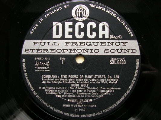 SXL 6333 SCHUMANN / WOLF / DEBUSSY / POULENC: SONGS REGINE CRESPIN / JOHN WUSTMAN ED2