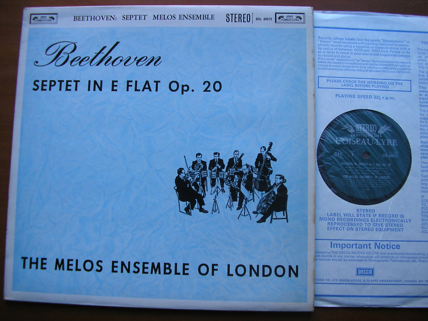 BEETHOVEN: SEPTET in E    THE MELOS ENSEMBLE    SOL 60015