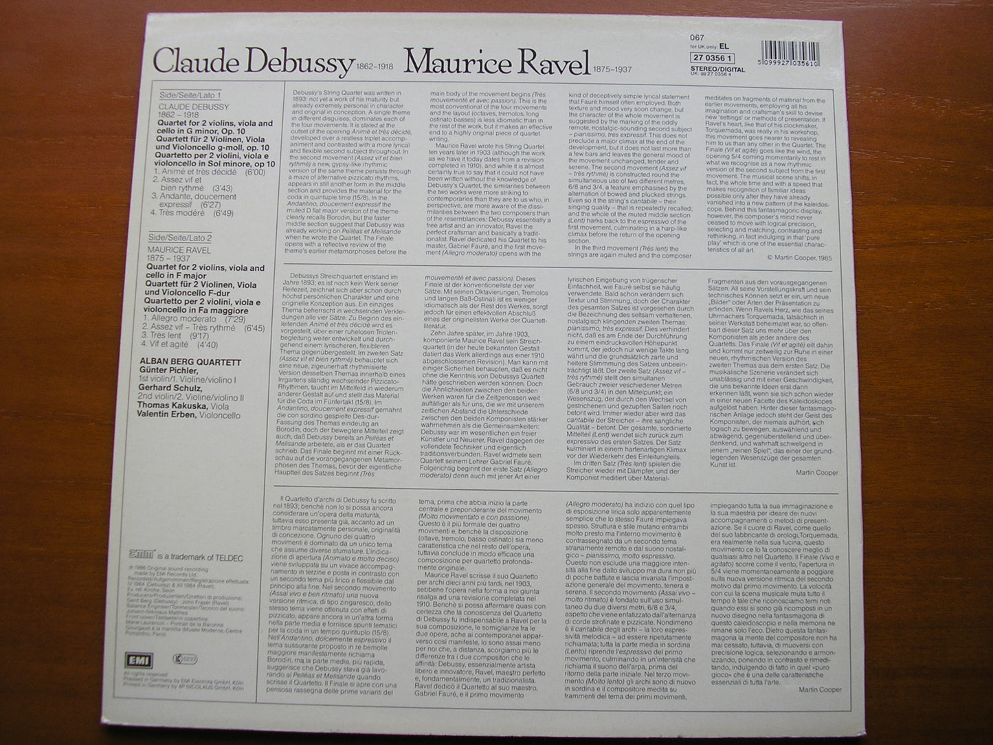 DEBUSSY & RAVEL: STRING QUARTETS ALBAN BERG STRING QUARTET 27 0356