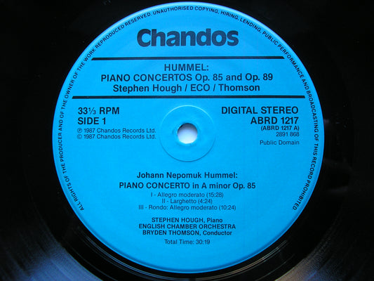 HUMMEL: PIANO CONCERTOS in B Op. 89 & in A Op. 85 HOUGH / ENGLISH CHAMBER ORCHESTRA / THOMSON ABRD 1217