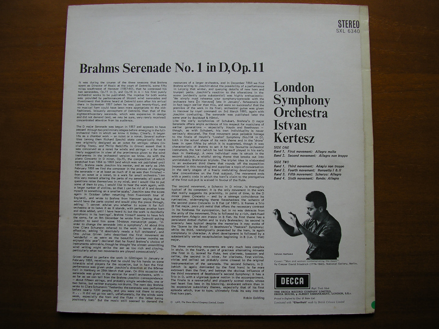 SXL 6340 BRAHMS: SERENADE No. 1 KERTESZ / LONDON SYMPHONY ED2