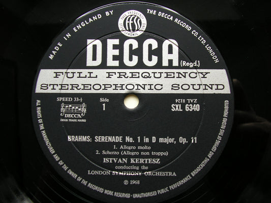 SXL 6340 BRAHMS: SERENADE No. 1 KERTESZ / LONDON SYMPHONY ED2