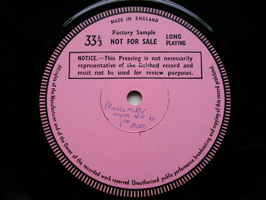 PROKOFIEV: SYMPHONY No. 6 WELLER / LONDON PHILHARMONIC test pressing SXL 6777