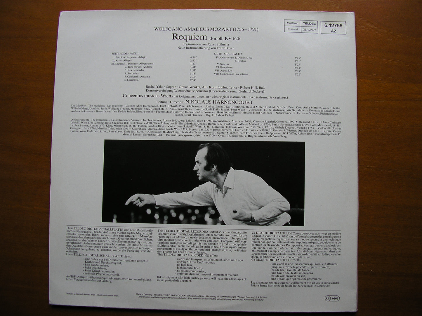 MOZART: REQUIEM SOLOISTS / CONCENTUS MUSICUS VIENNA / HARNONCOURT 6.42756