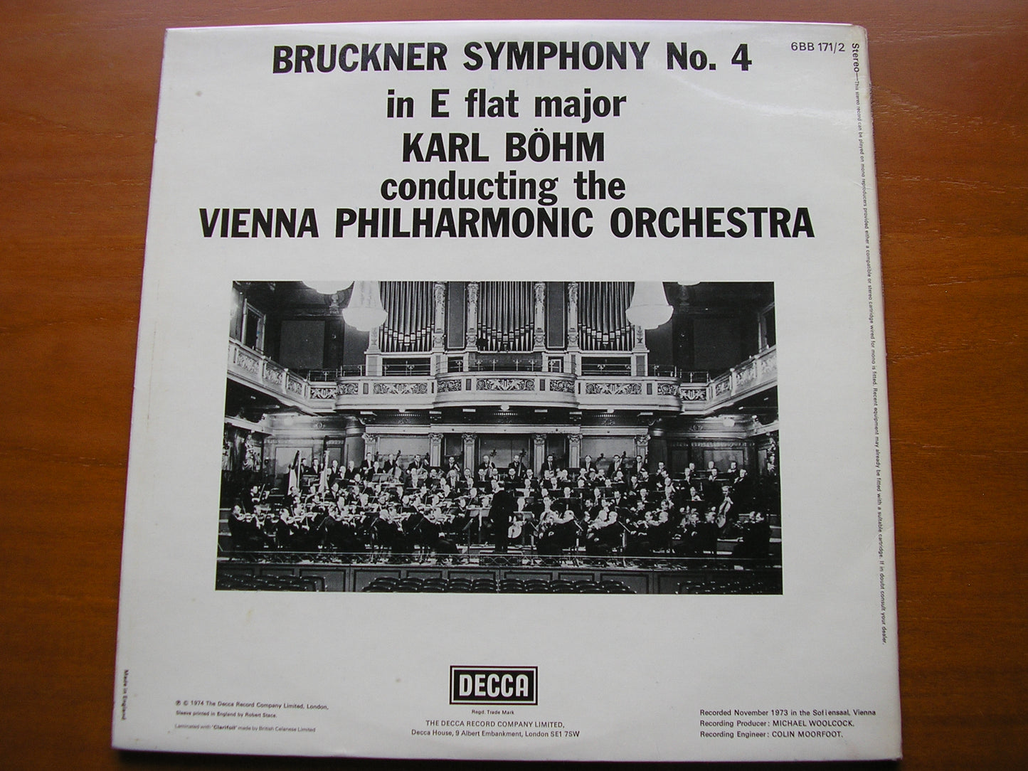 BRUCKNER: SYMPHONY No. 4 'Romantic' BOHM / VIENNA PHILHARMONIC 6BB 171/2