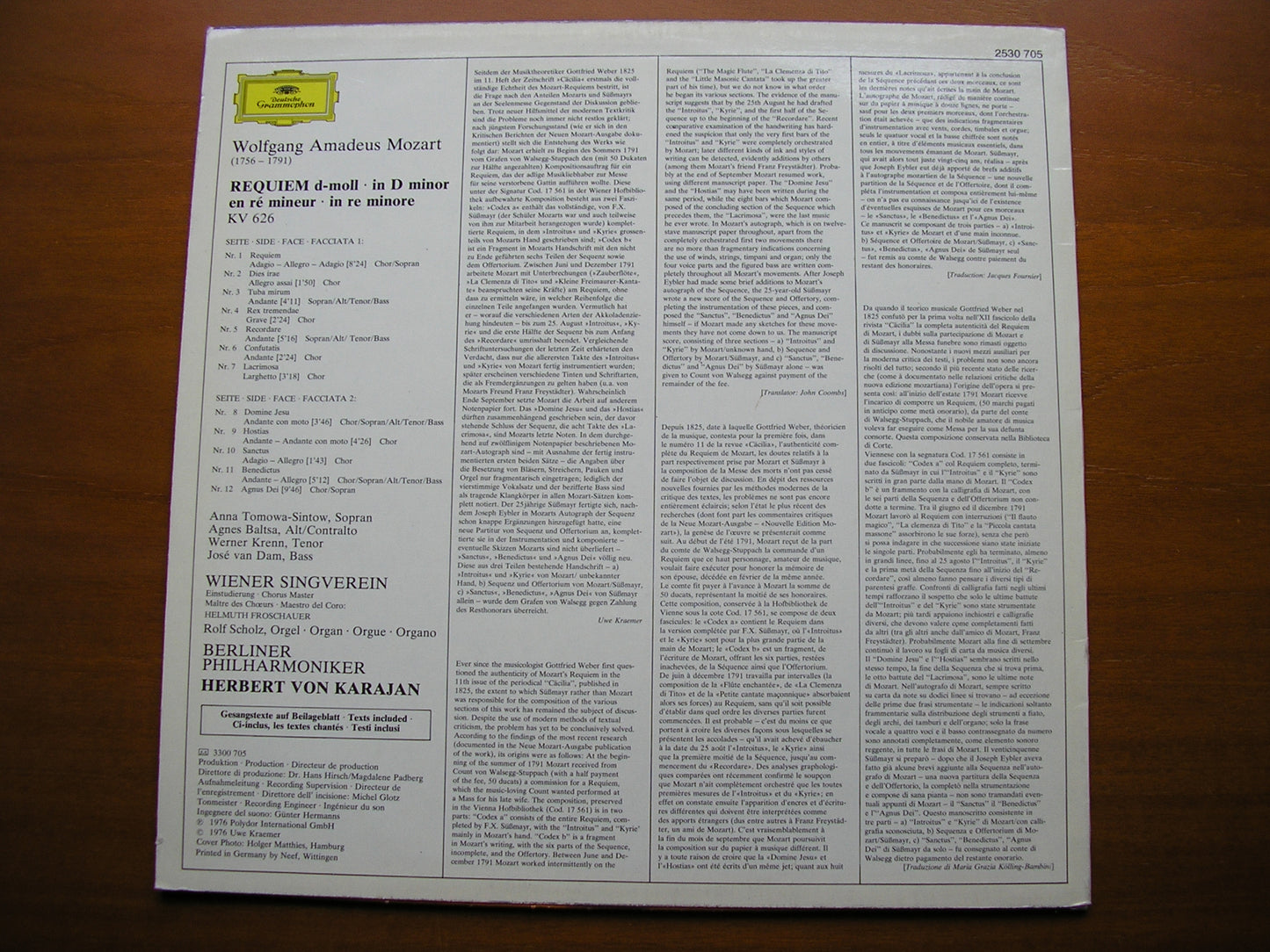 MOZART: REQUIEM SOLOISTS / BERLIN PHILHARMONIC / KARAJAN 2530 705