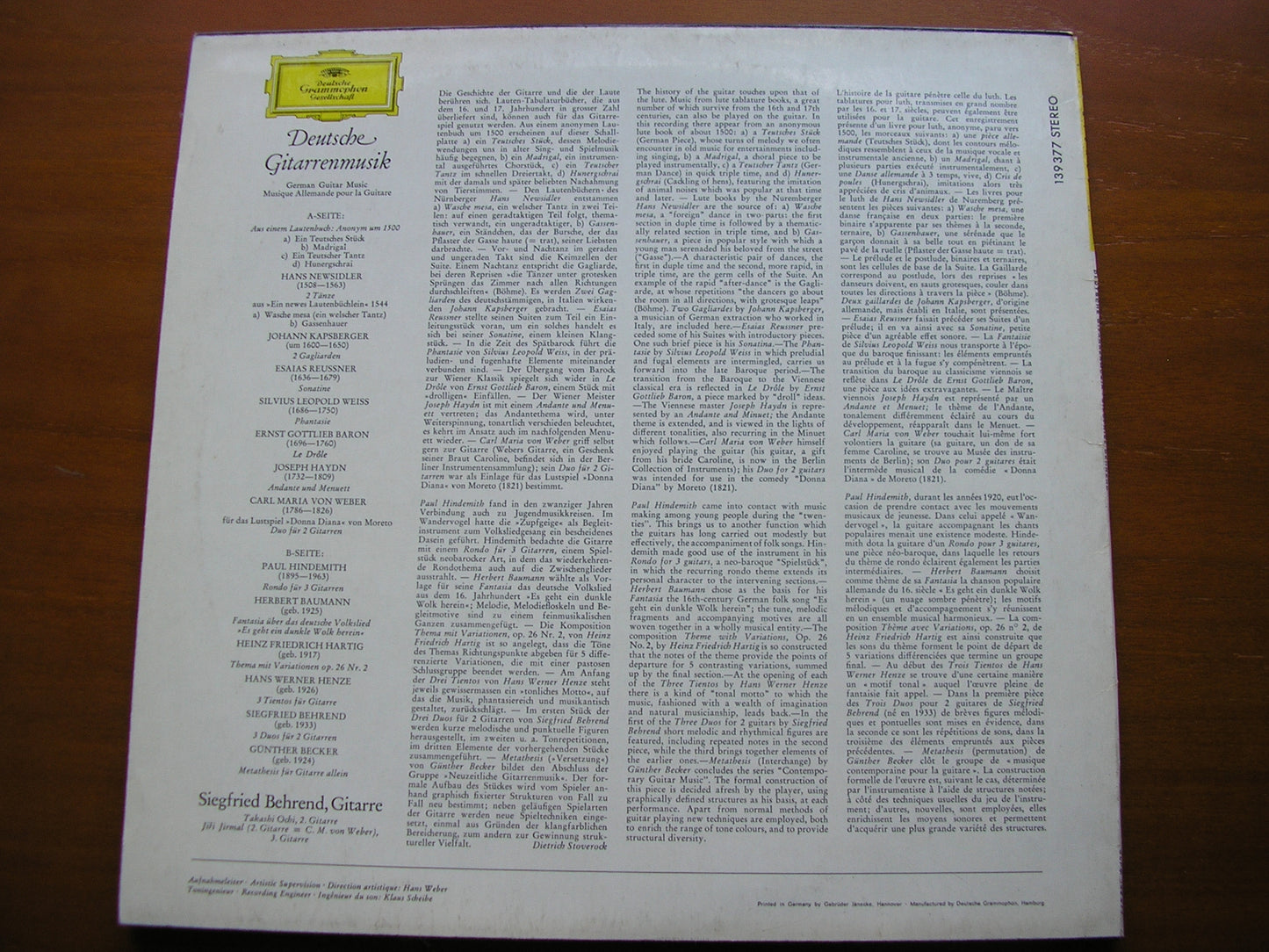500 YEARS OF GERMAN GUITAR MUSIC BEHREND 139 377