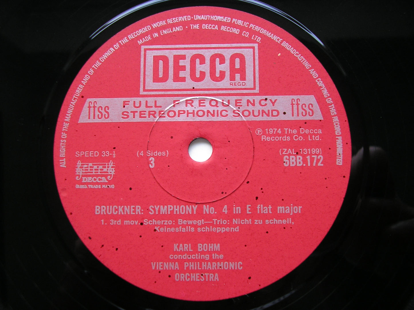 BRUCKNER: SYMPHONY No. 4 'Romantic' BOHM / VIENNA PHILHARMONIC 6BB 171/2