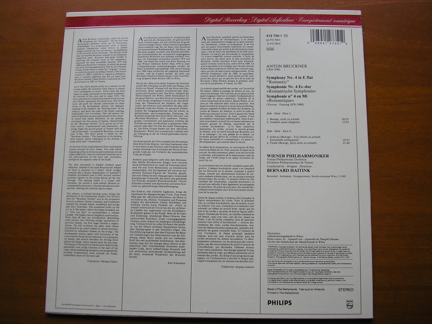 BRUCKNER: SYMPHONY No. 4 'Romantic'      HAITINK / VIENNA PHILHARMONIC     412 735
