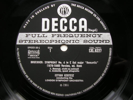 BRUCKNER: SYMPHONY No. 4 'Romantic'      KERTESZ / LONDON SYMPHONY     SXL 6227