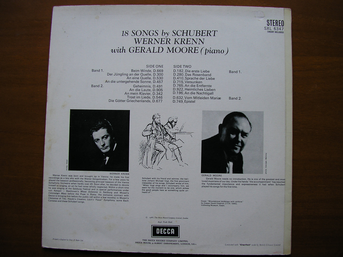 SXL 6347 SCHUBERT: 18 SONGS WERNER KRENN / GERALD MOORE ED2