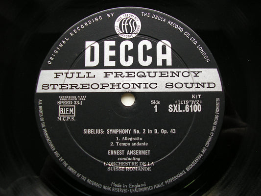 SXL 6100 SIBELIUS: SYMPHONY No. 2 ANSERMET / SUISSE ROMANDE ED1