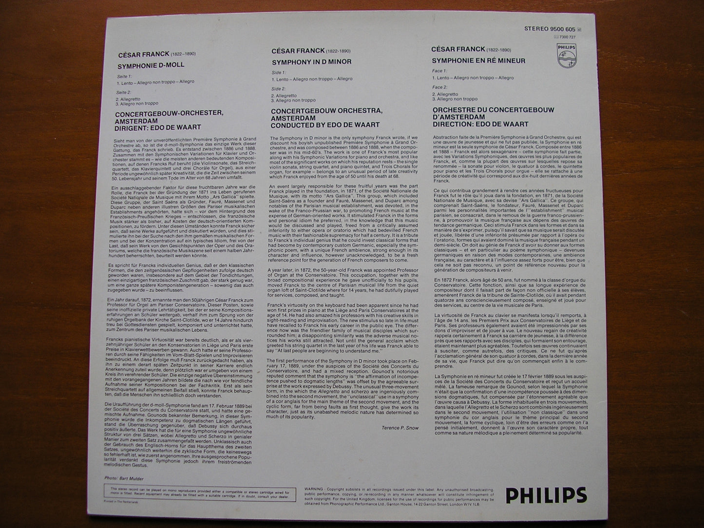 FRANCK: SYMPHONY EDO DE WAART / CONCERTGEBOUW ORCHSTRA 9500 605