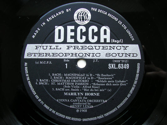 SXL 6349 MARILYN HORNE SINGS BACH & HANDEL VIENNA CANTATA ORCHESTRA / LEWIS ED2