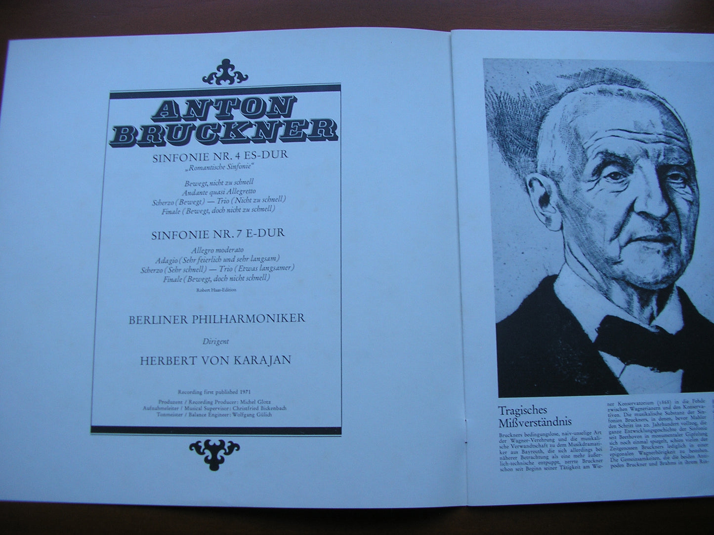 BRUCKNER: SYMPHONIES Nos. 4 & 7 KARAJAN / BERLIN PHILHARMONIC 3LP SLS 811
