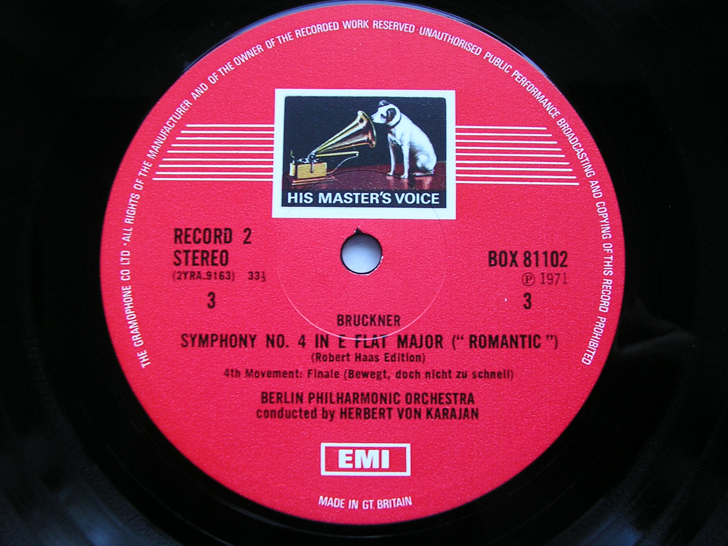 BRUCKNER: SYMPHONIES Nos. 4 & 7 KARAJAN / BERLIN PHILHARMONIC 3LP SLS 811