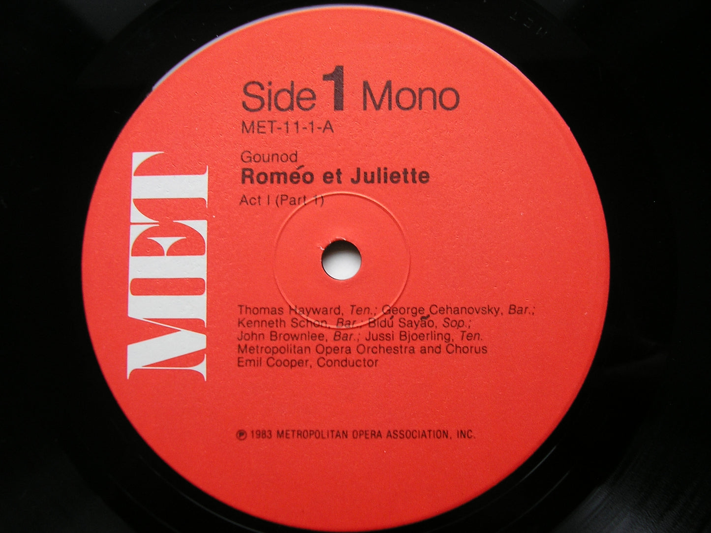 GOUNOD: ROMEO ET JULIETTE BJORLING / SAYAO / BROWNLEE / MET OPERA / COOPER 3LP MET 11