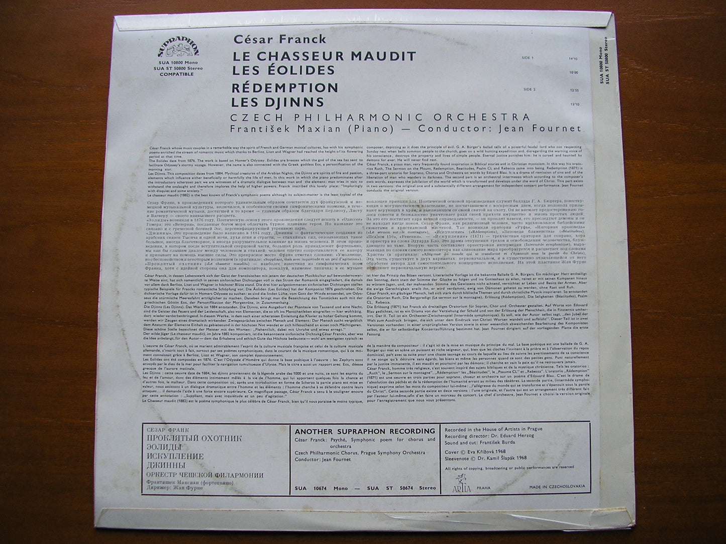 FRANCK: LE CHASSEUR MAUDIT / LES EOLIDES / REDEMPTION / LES DJINNS FOURNET / CZECH PHILHARMONIC SUA ST 50800