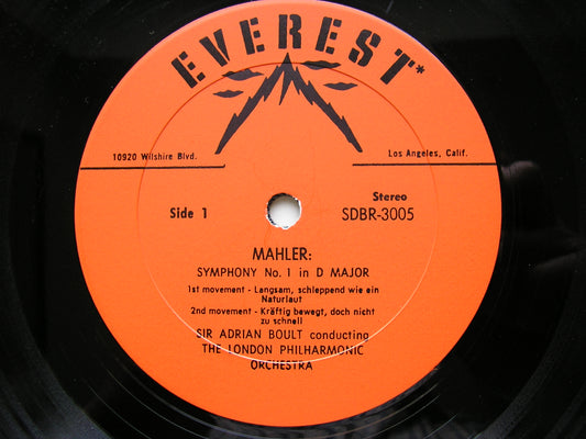 MAHLER: SYMPHONY No. 1 BOULT / LONDON PHILHARMONIC SDBR 3005