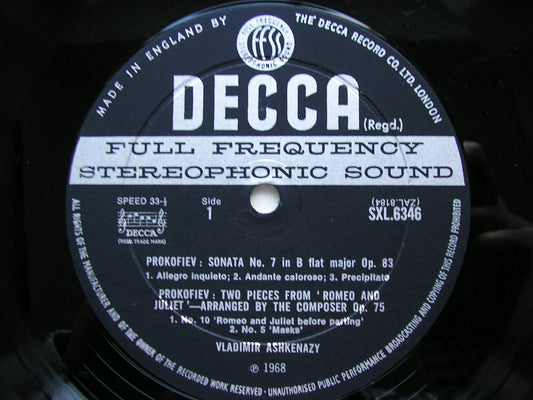 SXL 6346 PROKOFIEV: PIANO SONATAS Nos. 7 & 8 / TWO PIECES FROM ROMEO & JULIET ASHKENZY ED2