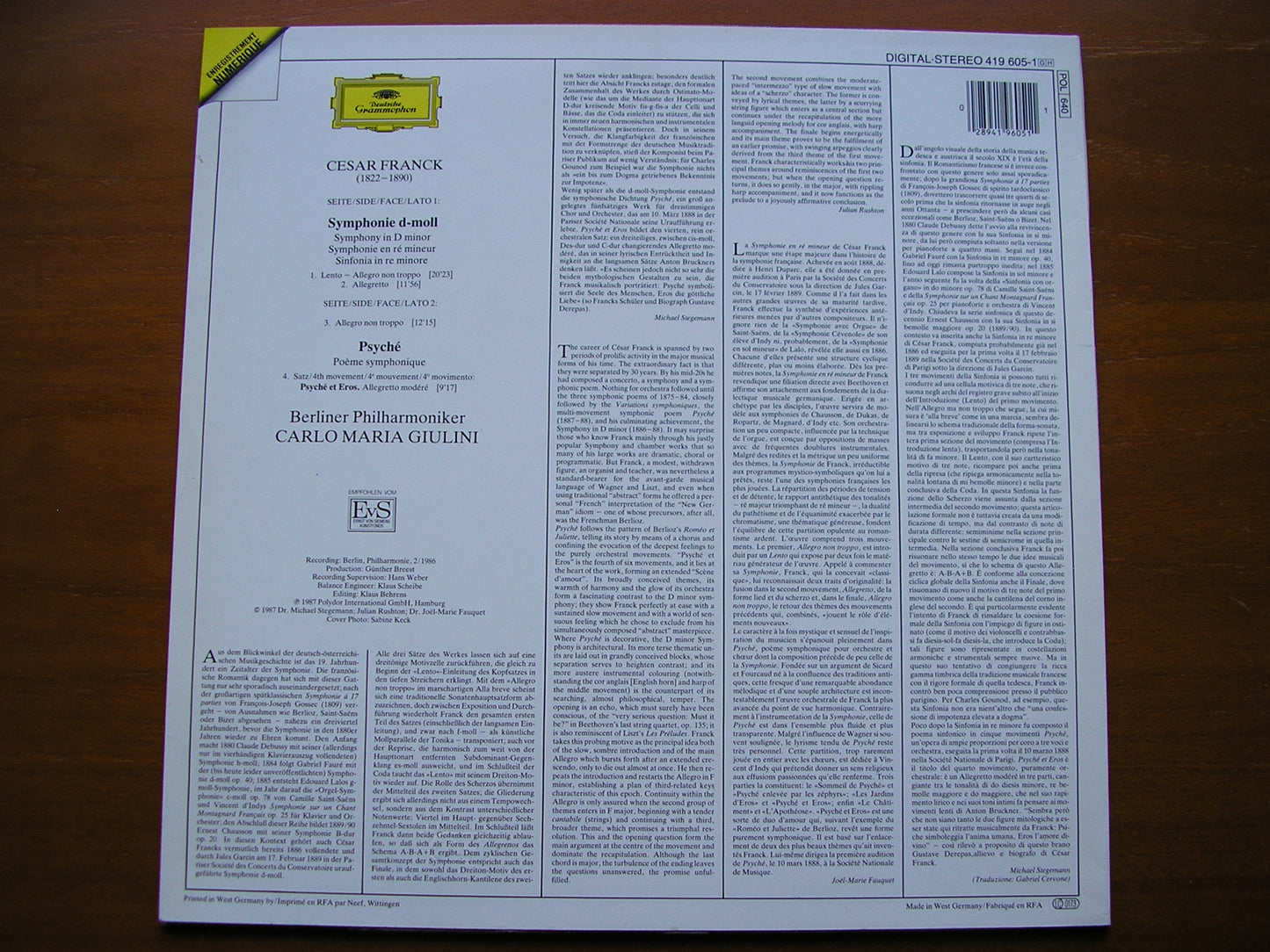 FRANCK: SYMPHONY / PSYCHE ET EROS GIULINI / BERLIN PHILHARMONIC 419 605