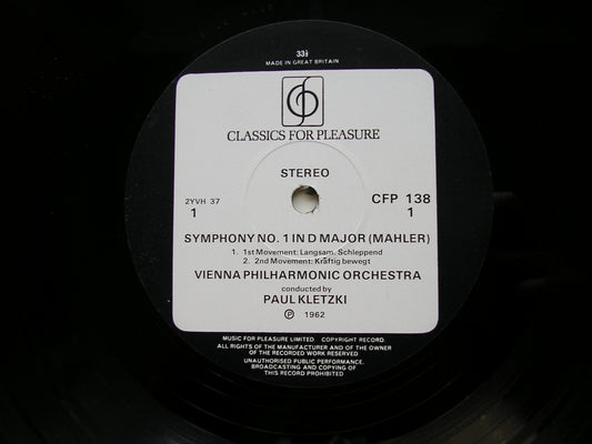 MAHLER: SYMPHONY No. 1 KLETZKI / VIENNA PHILHARMONIC CFP 138
