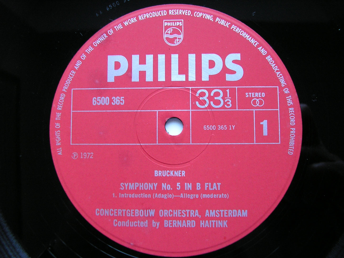 BRUCKNER: SYMPHONY No. 5 HAITINK / CONCERTGEBOUW ORCHESTRA 2LP 6500 365 / 6