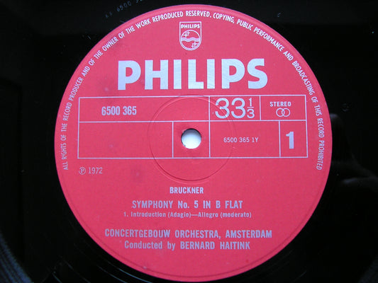 BRUCKNER: SYMPHONY No. 5       HAITINK / CONCERTGEBOUW ORCHESTRA     2LP     6500 365 / 6