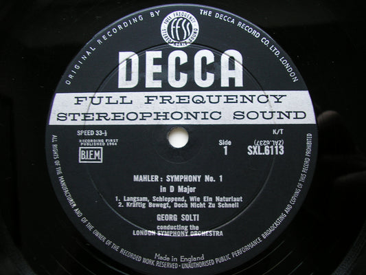 MAHLER: SYMPHONY No. 1 SOLTI / LONDON SYMPHONY SXL 6113