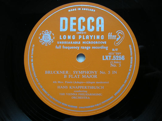 BRUCKNER: SYMPHONY No. 5 / WAGNER: GOTTERDAMMERUNG excerpts     KNAPPERTSBUSCH / VIENNA PHILHARMONIC ORCHESTRA     LXT 5255 / 6