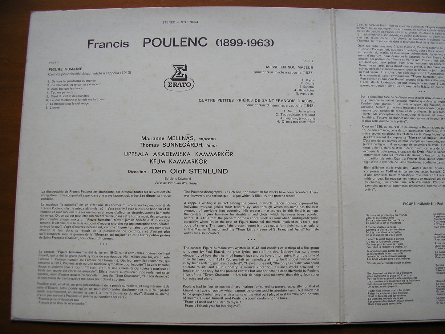 POUENC: FIGURE HUMAINE / MASS in G / FOUR LITTLE PRAYERS STU 70924