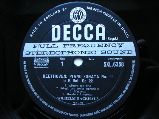 SXL 6358 BEETHOVEN: PIANO SONATAS Nos. 9 / 11 / 20 BACKHAUS ED2