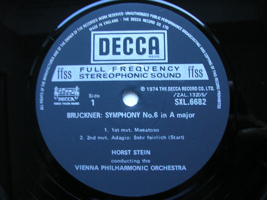 BRUCKNER: SYMPHONY No. 6     STEIN / VIENNA PHILHARMONIC    SXL 6682