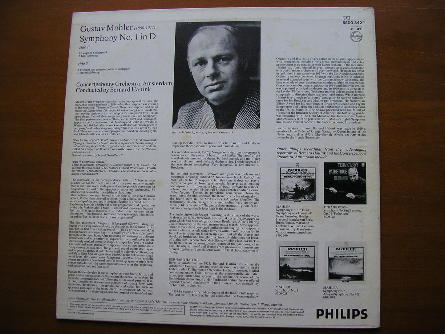 MAHLER: SYMPHONY No. 1 HAITINK / CONCERTGEBOUW ORCHESTRA 6500 342
