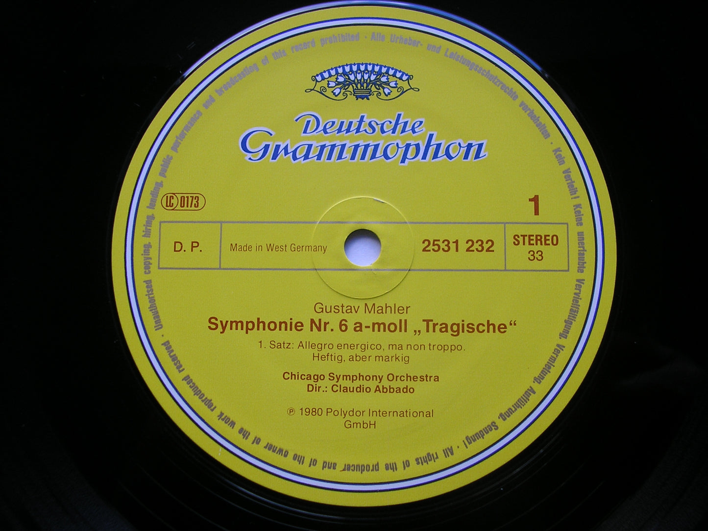 MAHLER: SYMPHONY No. 6 CLAUDIO ABBADO / CHICAGO SYMPHONY 2707 117