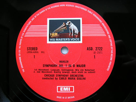 MAHLER: SYMPHONY No. 1 GIULINI / CHICAGO SYMPHONY ASD 2722