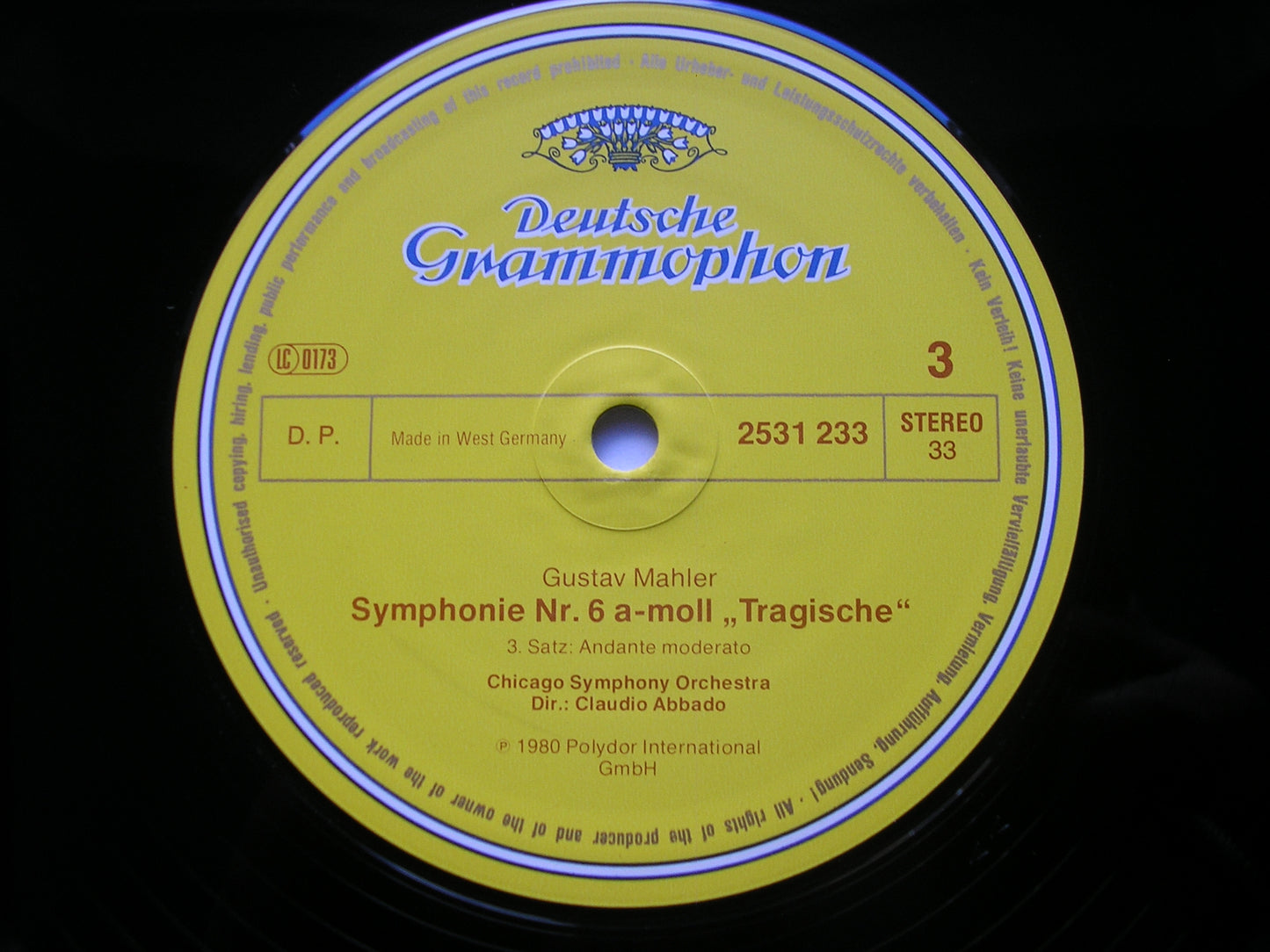 MAHLER: SYMPHONY No. 6 CLAUDIO ABBADO / CHICAGO SYMPHONY 2707 117