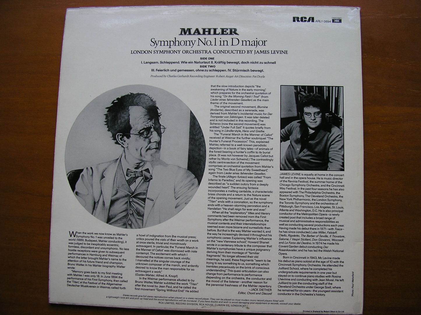 MAHLER: SYMPHONY No. 1 LEVINE / LONDON SYMPHONY ARL1 0894